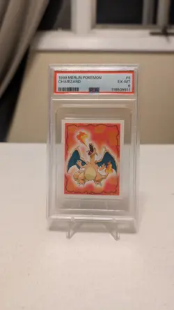 1999 Merlin Pokemon Charizard Sticker #6 PSA 6 - Image 1