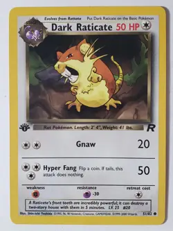 Dark Raticate 51/82 NM / M - 1ST EDITION - Team Rocket Pokemon Card - Image 1