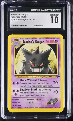 CGC 10 GEM MINT Sabrina's Gengar 2000 Gym Challenge 29/132 Pokemon Card - Image 1