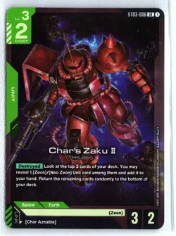 Char's Zaku II ST03-006 LR NM Gundam Card Game Starter Deck 03 Zeon's Rush - Image 1