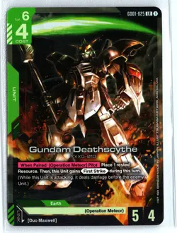 Gundam Deathscythe GD01-025 Legend Rare NM Gundam Card Game Newtype Rising - Image 1