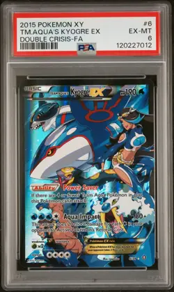 PSA 6 TEAM AQUA'S KYOGRE 2015 POKEMON XY DOUBLE CRISIS #6 FULL ART regradeUUU - Image 1