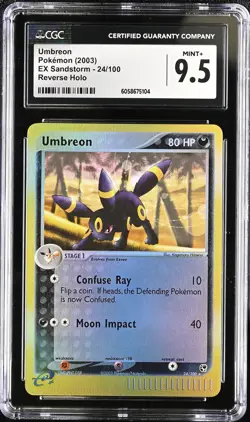 CGC 9.5 MINT+ Umbreon 2003 EX Sandstorm 24/100 Reverse Holo Pokemon Card - Image 1