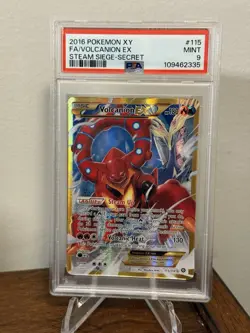 Volcanion PSA 9 Mint 115/114 Secret Rare Gold Card XY Steam Siege Full Art 2016 - Image 1