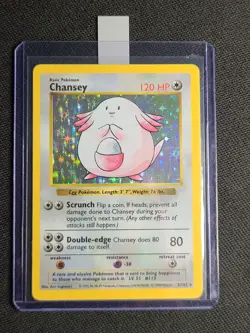 Chansey 3/102 MP Base Set Shadowless Holo Rare Vintage Pokemon Card 1999 - Image 1