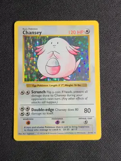Chansey 3/102 MP Base Set Shadowless Holo Rare Vintage Pokemon Card 1999 - Image 2
