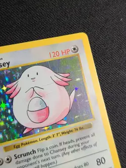 Chansey 3/102 MP Base Set Shadowless Holo Rare Vintage Pokemon Card 1999 - Image 3