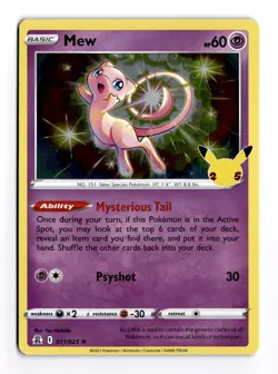 Mew 011/025 Celebrations Holo Foil 2021 Collection Pokemon TCG Card NM - Image 1
