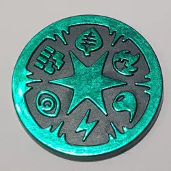 Vintage Pokemon Trading Card Game TCG Elements Green HOLO✨Plastic Coin Excellent - Image 1