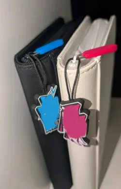 Silicone Zip Pull Tab (Blue/Pink) for Pokemon TCG Black Bolt White Flare Binders - Image 1
