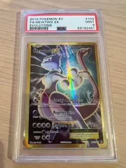 2016 Pokemon Mewtwo EX 103/108 Full Art Rare XY Evolutions PSA 9 MINT - Image 1