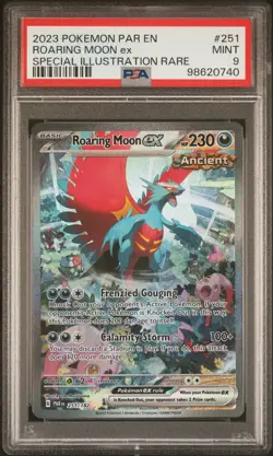 2023 POKEMON PAR EN-PARADOX RIFT SPECIAL ILLUSTRATION RARE ROARING MOON EX PSA 9 - Image 1