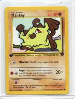 Pokemon Card - Mankey - 61/82 - Team Rocket - 1st Edition - 2000 - Image 1