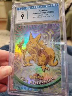 Pokemon Topps Series 1 Kadabra #64 Fourth Print Rainbow Foil CGC 9 - Image 1