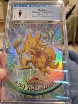 Pokemon Topps Series 1 Kadabra #64 Fourth Print Rainbow Foil CGC 9 - Image 2