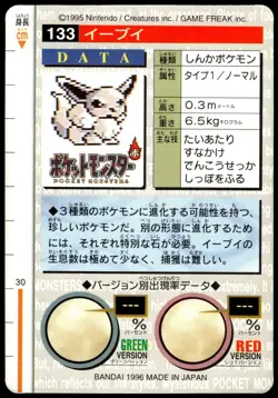 Eevee #133 Green 1996 JPN Bandai Carddass Vending Pokemon [DMG] (1) - Image 2
