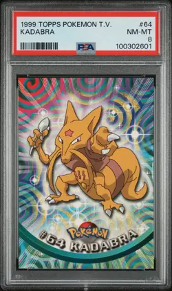 1999 Topps Pokemon T.V. Kadabra Non Holo #64 - PSA 8 (NM-MT) - Image 1