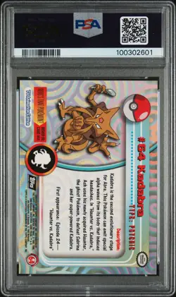 1999 Topps Pokemon T.V. Kadabra Non Holo #64 - PSA 8 (NM-MT) - Image 2