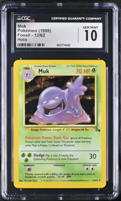 CGC 10 Muk 1999 Fossil 13/62 Holo Pokemon Card - Image 1