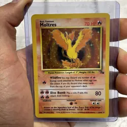 Pokemon TCG Card English Fossil Set Moltres 12/62 Holo Rare HP Vintage WOTC Vtg - Image 1