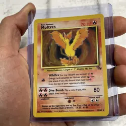 Pokemon TCG Card English Fossil Set Moltres 12/62 Holo Rare HP Vintage WOTC Vtg - Image 2
