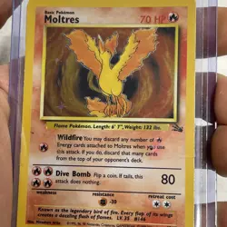Pokemon TCG Card English Fossil Set Moltres 12/62 Holo Rare HP Vintage WOTC Vtg - Image 3