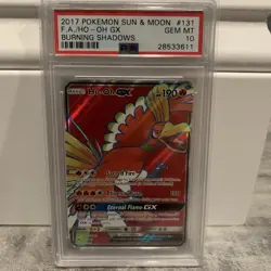 PSA 10 HO-OH GX #131 POKEMON 2017 S&M BURNING SHADOWS FULL ART GEM MINT LOW POP - Image 1