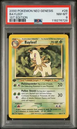 2000 Pokemon Vintage 1st Edition Neo Genesis Bayleef #28 PSA 8 (NEW CERT) - Image 1