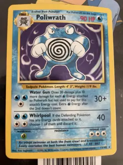 Poliwrath Holo WOTC Pokemon Card 13/102 Base Set Rare, Vintage 1999 LP - Image 1