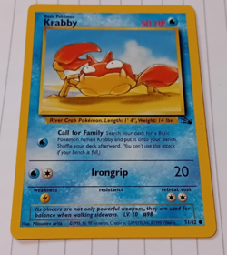 Krabby 51/62 Fossil Set, Pokemon Card VINTAGE NEAR MINT 1995 - Image 1