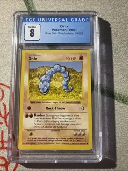 Pokemon TCG Onix Base Set, Shadowless Common Card 56/102 CGC 8 - Image 1