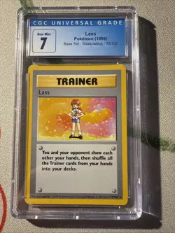Pokemon TCG Lass Base Set Shadowless Rare Card 75/102 CGC 7 - Image 1