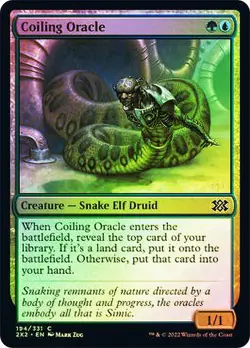 Coiling Oracle Double Masters 2022 MTG MAGIC CREATURE SNAKE ELF DRUID FOIL - Image 1