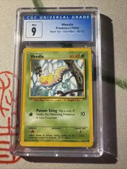 Weedle Base Set Unlimited WOTC Pokemon TCG 1999 CGC Mint 9 - Image 1