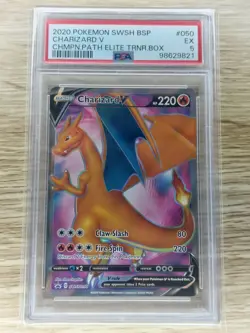 Pokemon 2020 Charizard V Full Art Champions Path ETB Promo SWSH050 PSA 5 - Image 1