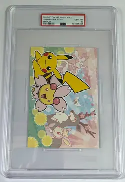 PSA 10 POKEMON CENTER ONLINE MONTHLY POSTCARD PIKACHU/CHERRIM MARCH 2017 POP 3 - Image 3