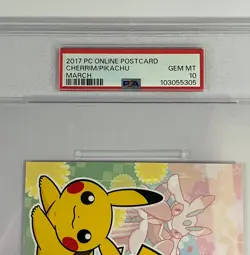 PSA 10 POKEMON CENTER ONLINE MONTHLY POSTCARD PIKACHU/CHERRIM MARCH 2017 POP 3 - Image 4