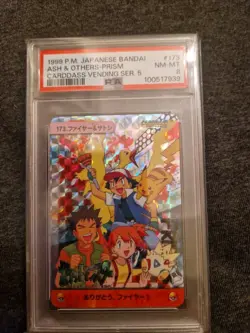 Ash Misty Pokemon Prism Carddass Vending #173 Japanese PSA 8 Vintage Pikachu - Image 1