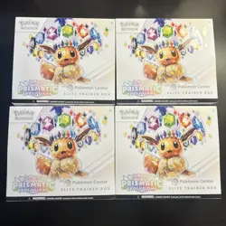 Pokemon Center Prismatic Evolutions ETB Trainer Box Lot Of 4 No Packs No Promos! - Image 1