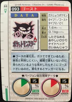 Haunter Pokemon Card Carddass 093 Green BANDAI 1996 Japanese F/S Japanese Rare - Image 5