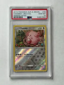 2019 POKEMON SUN & MOON HIDDEN FATES #46 CHANSEY PSA 10 REV. FOIL - Image 1