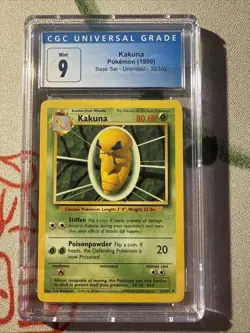 Pokemon TCG Kakuna Card Base Set Unlimited Uncommon Card 33/102 CGC 9 - Image 1