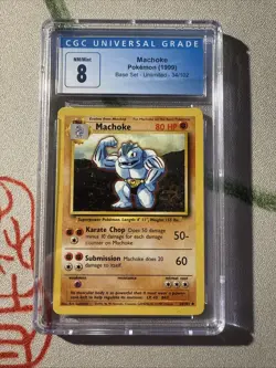 Machoke Base Set Unlimited Vintage 1999 Pokemon TCG Card CGC 8 - Image 1