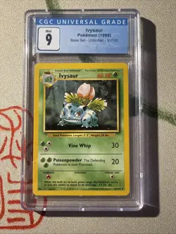 CGC 9 Ivysaur 30/102 Base Set Unlimited 1999 Pokemon Graded Card WOTC Mint - Image 1