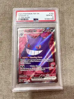 2024 Pokemon TEF EN Gengar Ex Ultra Rare 193/162 PSA 10 **READ Slab Crack** - Image 1