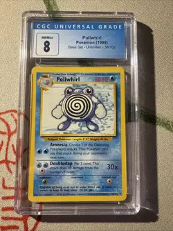 1999 Pokemon Poliwhirl Base Set 38/102 CGC 8 NM/MINT - Image 1