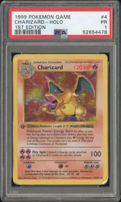 PSA 1 Charizard Holo 1st Edition Base Set Shadowless Pokemon 1999 - Image 1