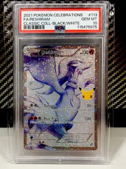 2021 POKEMON CELEBRATIONS RESHIRAM CLASSIC COLLECTION BLACK/WHITE PSA 10 - Image 1