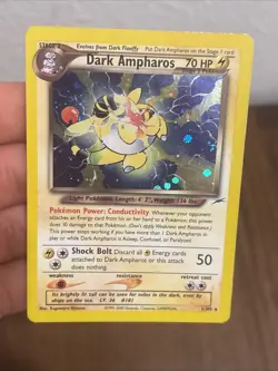 Pokemon Dark Ampharos TCG Neo Destiny Card 1/105 Unlimited Holo Rare (See Pics) - Image 1