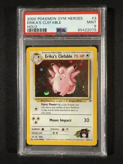 2000 Pokemon Gym Heroes Holo Erika's Clefable #3 PSA 9 MINT Unlimited - Image 1